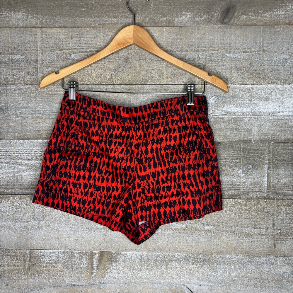 French Connection Red and Black Printed High Waist Shorts size 4